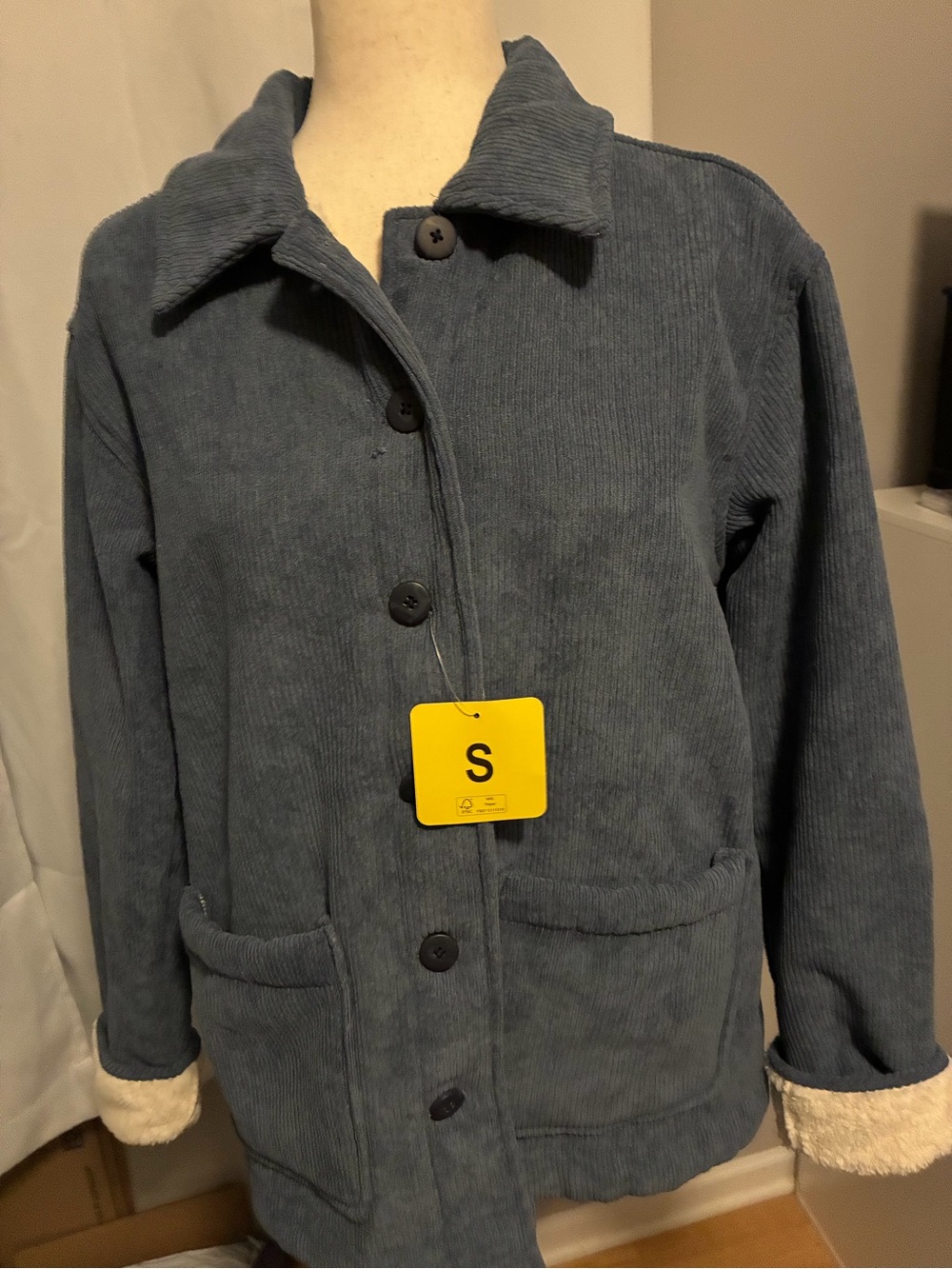 Boston Traders Blue Corduroy Barn Jacket with Sherpa Cuffs